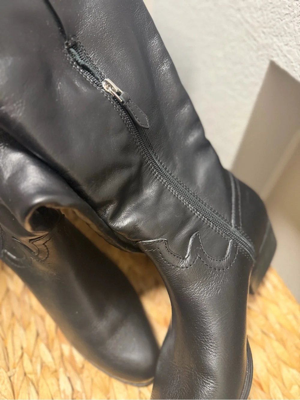 AEROSOLES Black Leather Over-the-Knee Boots